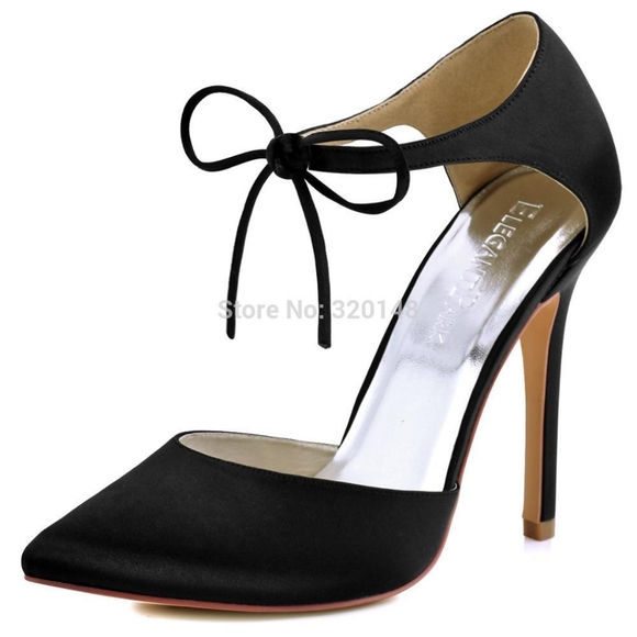 elegant park Shoes - Sale** Elegant Park Black Satin evening Heels